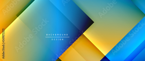Square shapes composition, fluid gradient geometric abstract background. 3D shadow effects, modern design template