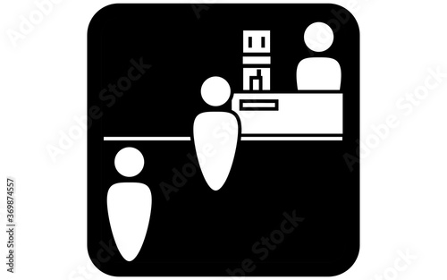 間隔を広くとって並ぶことを勧めるアイコンイラスト