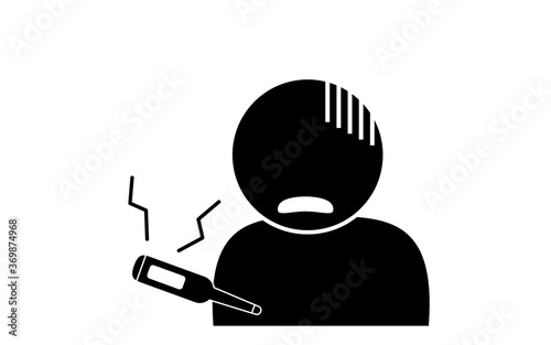 熱を出して体調の悪い人のアイコンイラスト