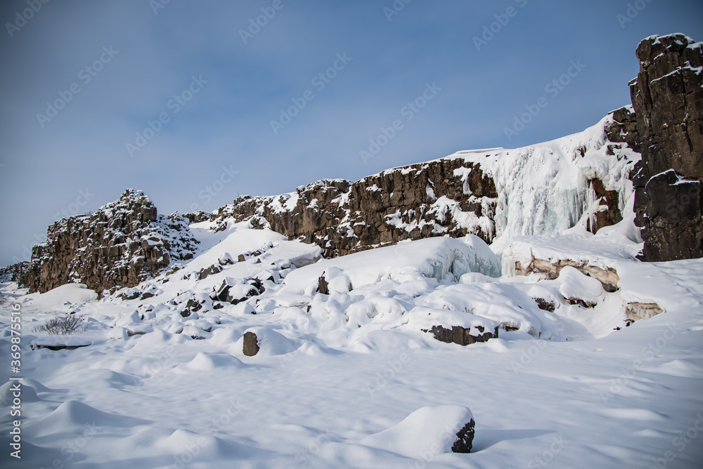 Iceland beautiful winter landscape at Golden Circle 