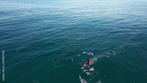 people kayaking in the sea drone footage kayak