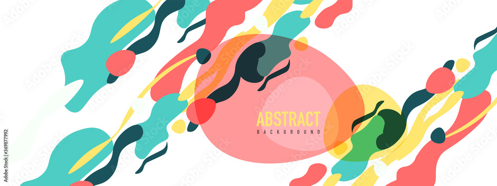 Fototapeta premium Trendy liquid style shapes abstract design, dynamic vector background for placards, brochures, posters, web landing pages, covers or banners