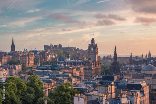 The sunset view of Edinburgh  the capital city in Scotland.