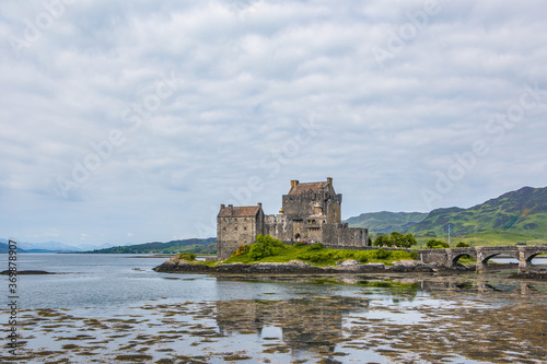 Eilean Donan Castle   a historic landmark on a rock at the north part of Scotland.