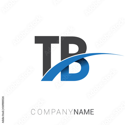 initial letter TB logotype company name colored blue and grey swoosh design. vector logo for business and company identity.