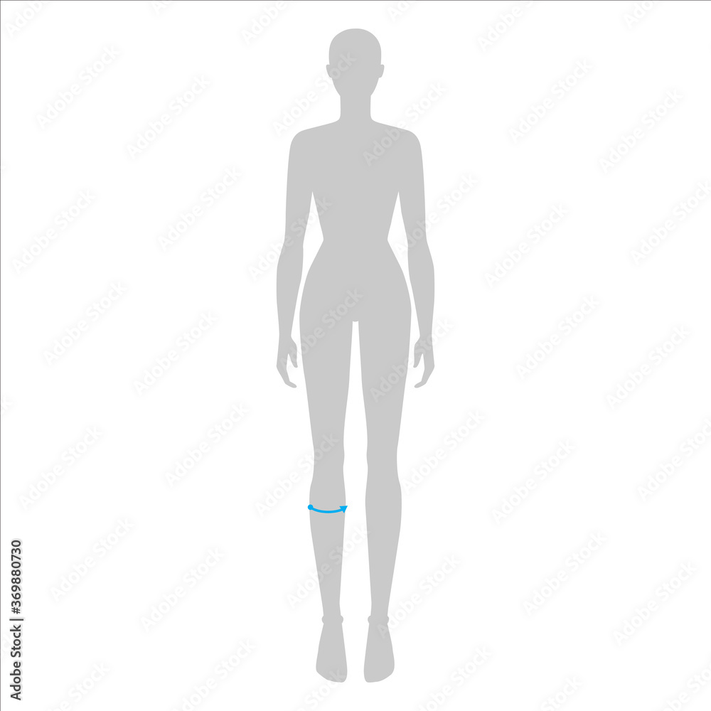 Women to do calf measurement fashion Illustration for size chart. 7.5 head size girl for site or online shop. Human body infographic template for clothes. Women to do calf measurement fashion Illustration for size chart. 7.5 head size girl for site or online shop. Human body infographic template for clothes.