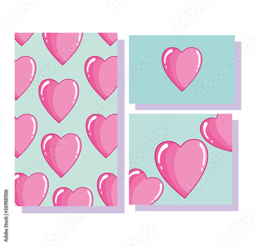 love romantic hearts cartoon decoration banners design