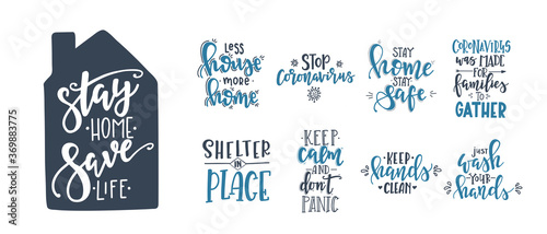 CoronaVirus Covid-19 letterings and other elements. Vector illustration.