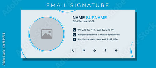 Business email signature with an author photo place modern and minimal background