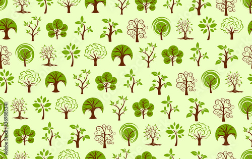 Seamless background with green forest.