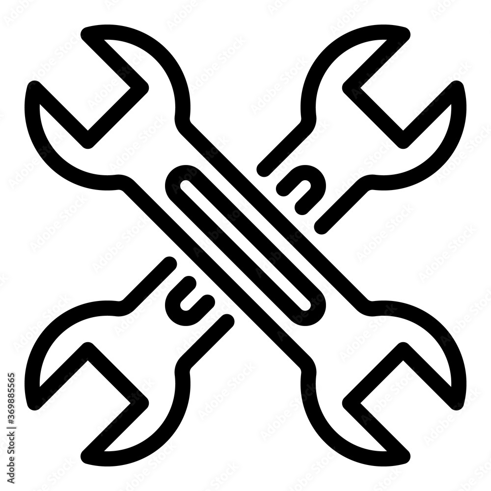 Crossed fixed key icon. Outline crossed fixed key vector icon for web design isolated on white background