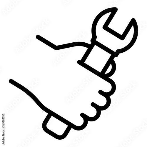 Hand car fix key icon. Outline hand car fix key vector icon for web design isolated on white background