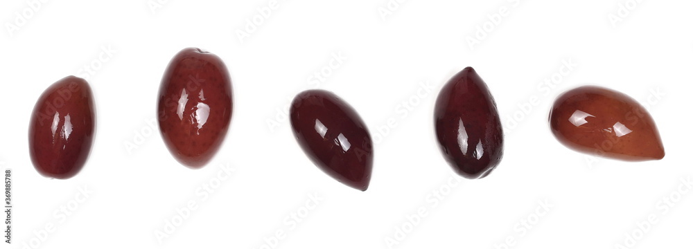 Fototapeta premium Olives set and collection isolated on white background, top view