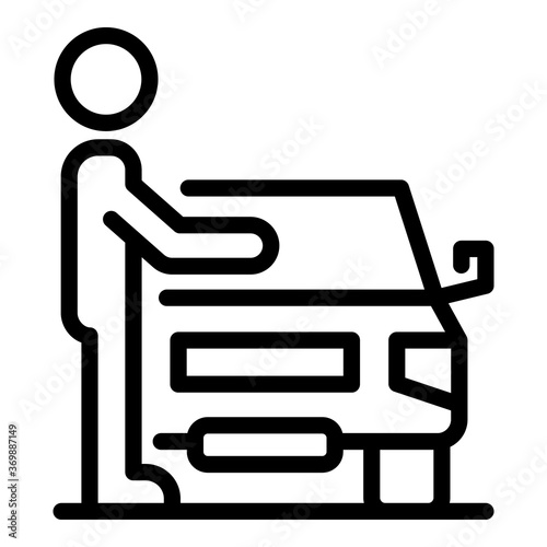 Car hitchhiking icon. Outline car hitchhiking vector icon for web design isolated on white background