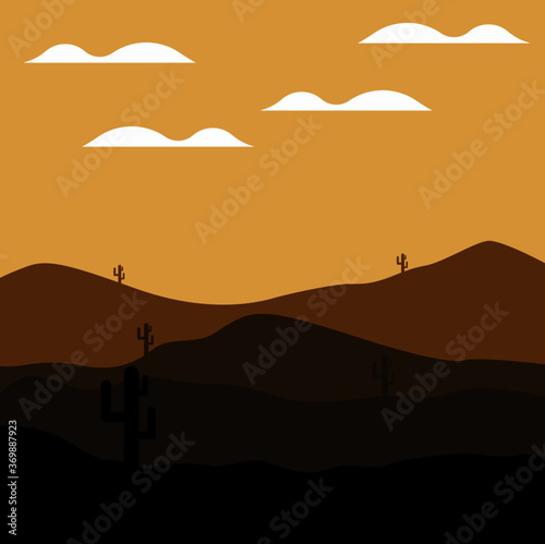 sunset in the desert landscape