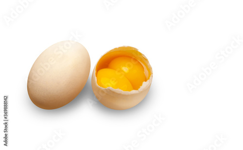 Big egg with double yellow isolated on white background 