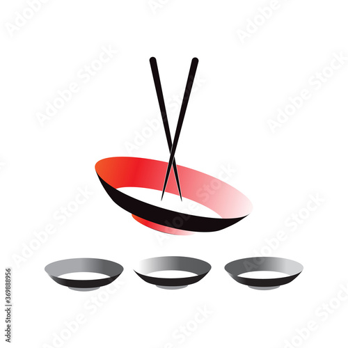 Illustration of bowl and chopsticks on white background