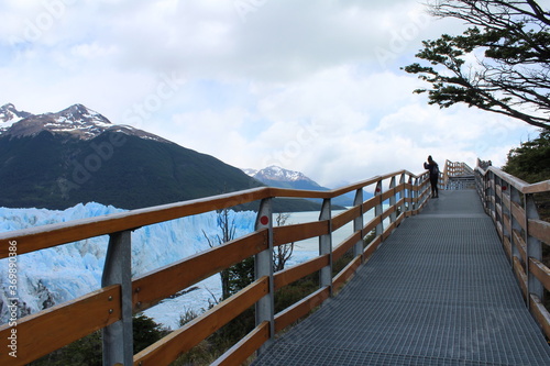 Boardwalk overlooking Perito Moreno Glacier Patagonia Argentina