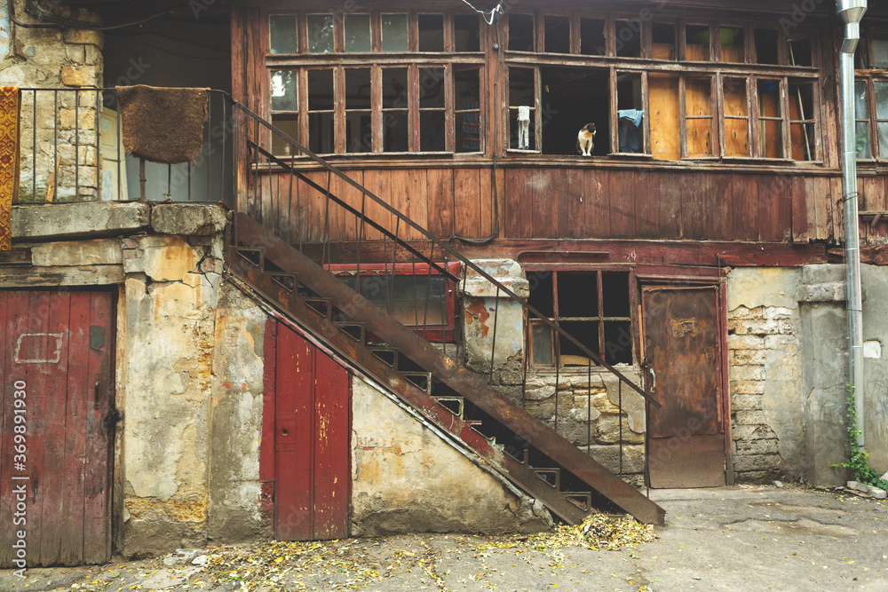 Tinted landscape of destroyed homes in a poor quarter for the poor people. Tinted landscape of destroyed homes in a poor quarter for the poor people.