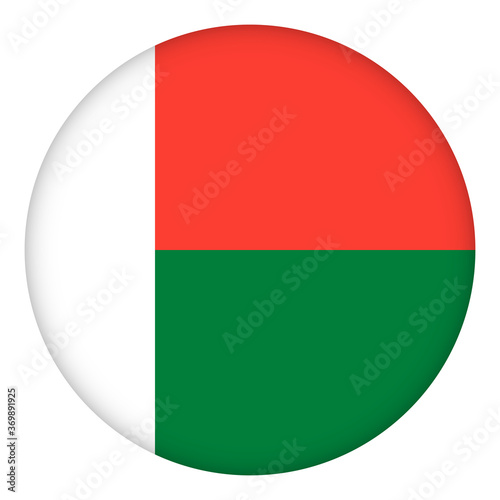 Flag of Madagascar round icon, badge or button. National symbol. Template design, vector illustration. Free Download Flag of Madagascar round icon, badge or button. National symbol. Template design, vector illustration. - GFXLoad