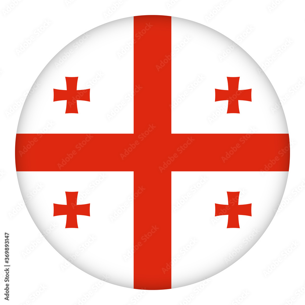 Flag of Georgia round icon, badge or button. Georgian national symbol. Template design, vector illustration.