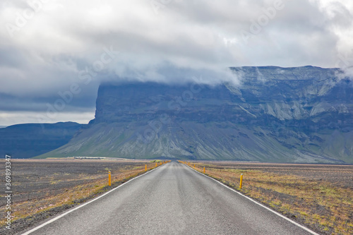 road against the mountain landscape in Iceland