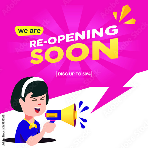 Social media banner store opening illustration. Vector illustration