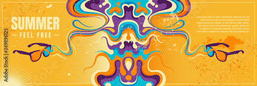 Abstract style colorful summer banner design. Vector illustration.