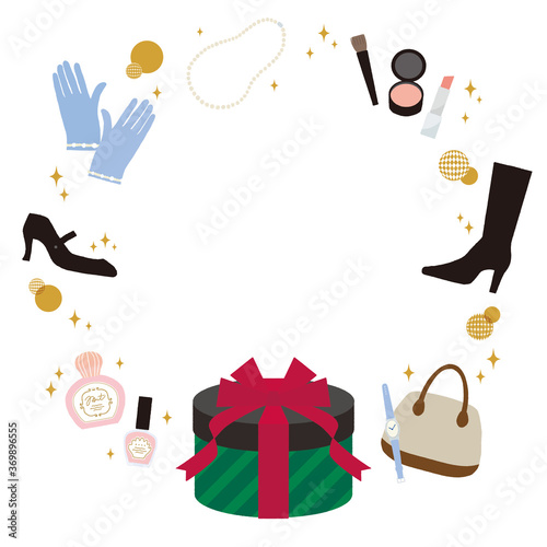 クリスマスのショッピングフレーム 白背景 文字なし