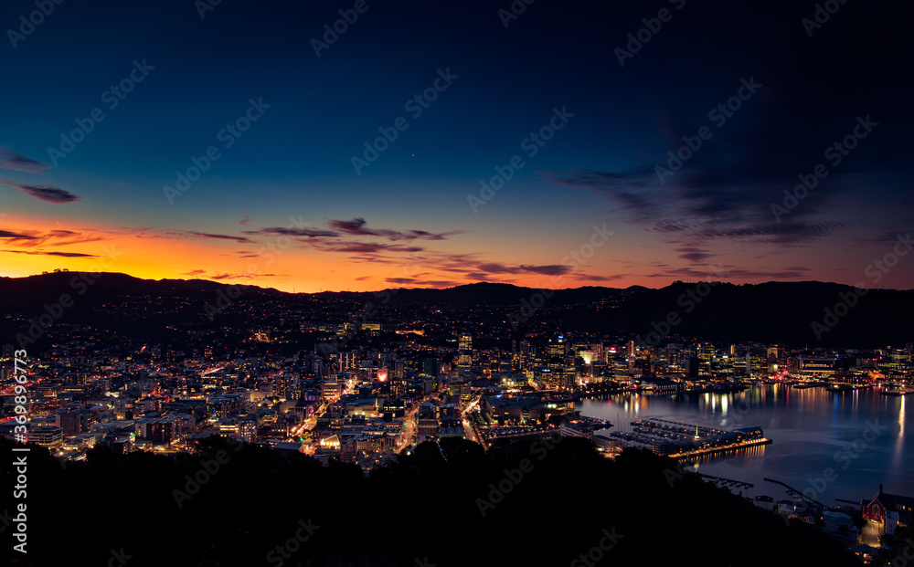 a cold windy night on Mount Victoria (Wellington at Sunset) New Zealand