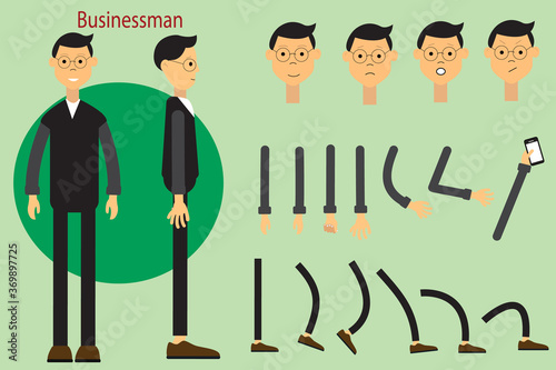 The character is a businessman. Character for animation. Walk animation.