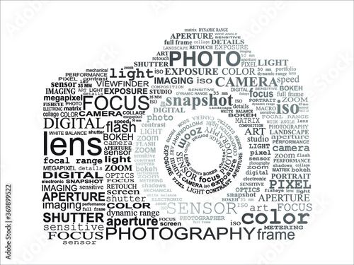 Typographic SLR camera. Photography concept.