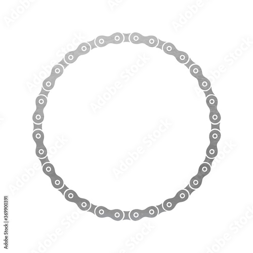 Silver Bike Chain Frame - Round Decoration Element - Vector
