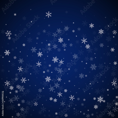 Sparse snowfall Christmas background. Subtle flyin