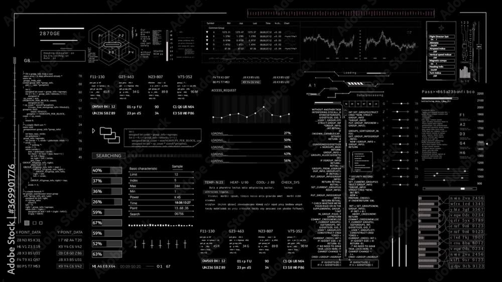 PNG Alpha.HUD abstract Sci Fi technological template. Animated 2D texture for broadcast futuristic animation.Many HUD digital elements Stock ビデオ | Adobe Stock