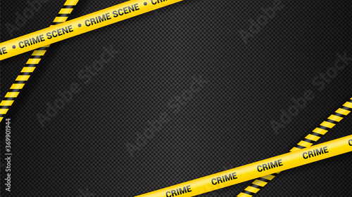 Police tape, crime danger line. Caution police lines isolated. Warning tapes. Set of yellow warning ribbons. Vector illustration on white background.Crime scene.
