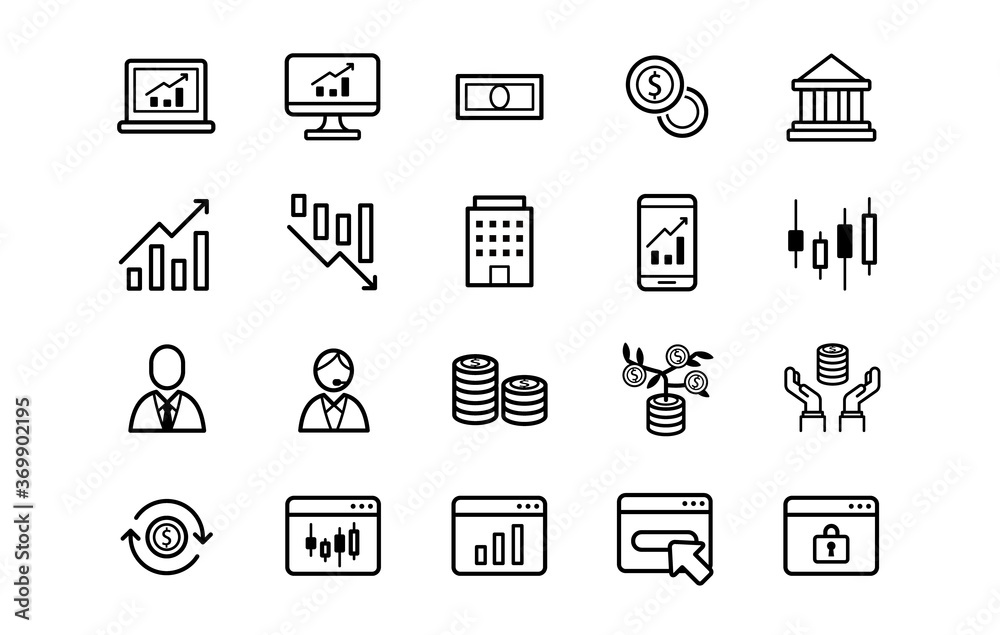 株 投資アイコンセット イラスト素材 Stock Vector Adobe Stock