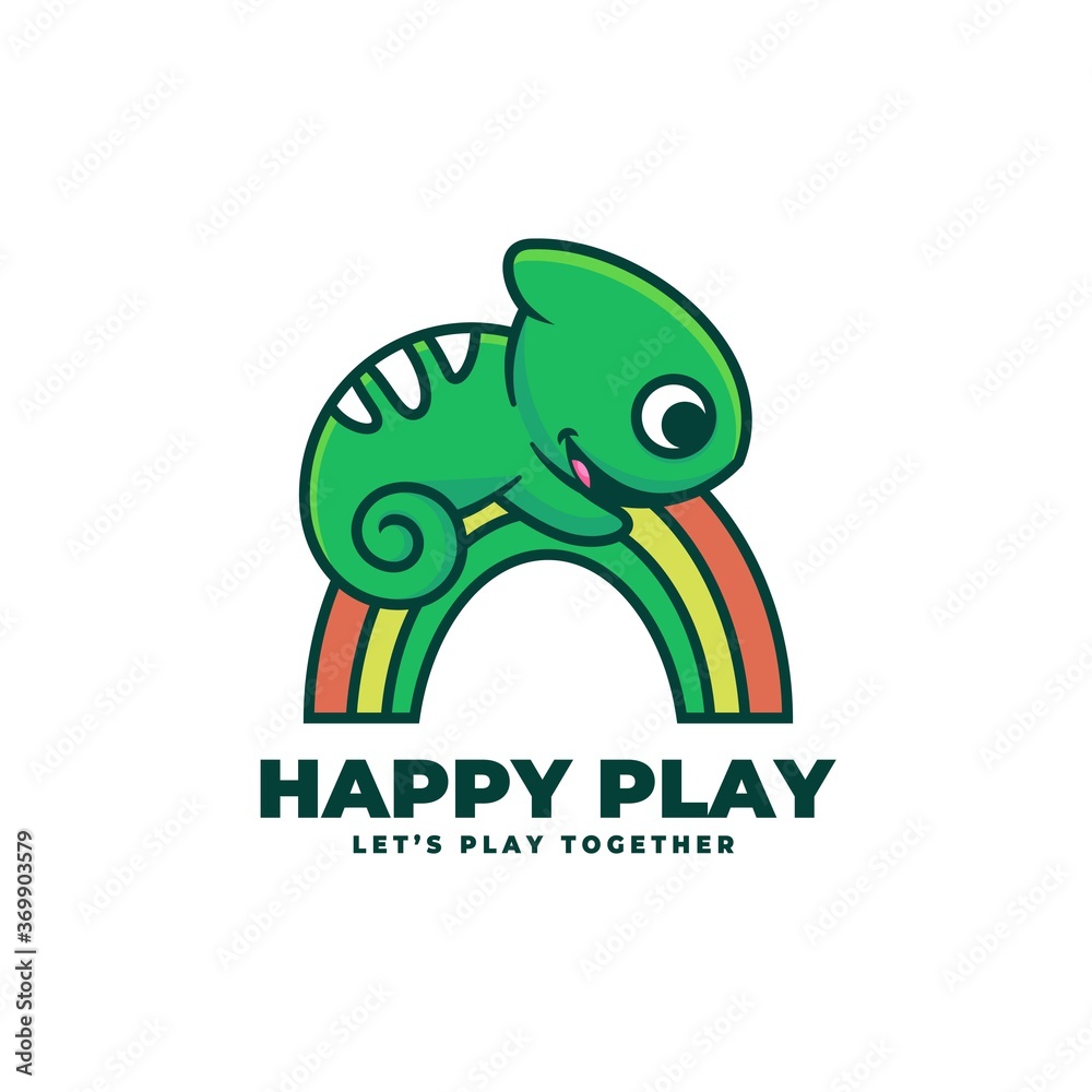 Vector Logo Illustration Happy Play Simple Mascot Style. Vector Logo Illustration Happy Play Simple Mascot Style.