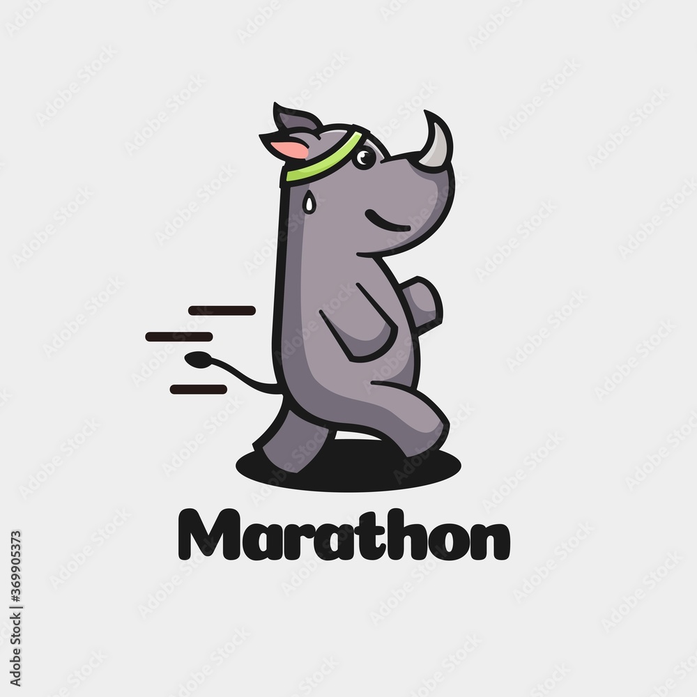 Vector Logo Illustration Marathon Simple Mascot Style.