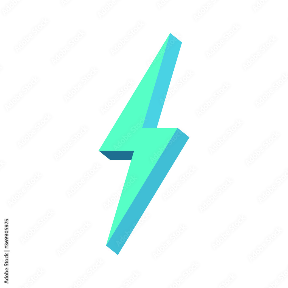 Blue lightning sign on a white background 3d, vector Blue lightning sign on a white background 3d, vector