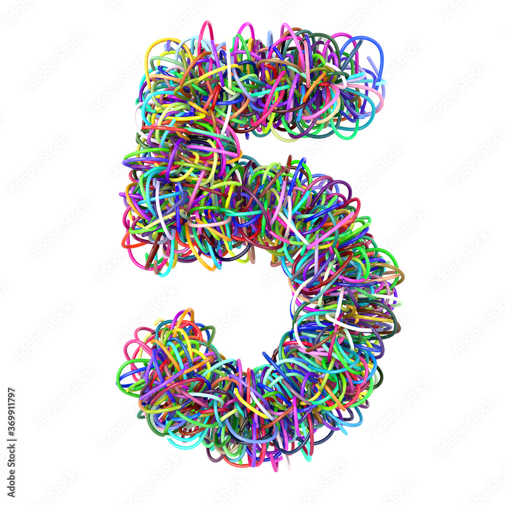 3d colored wires creative cartoon decorative number 5