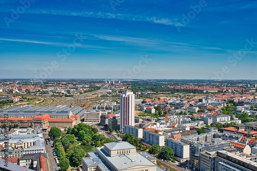 Fototapeta Naklejka Na Ścianę i Meble -  City centre of Leipzig from the air
