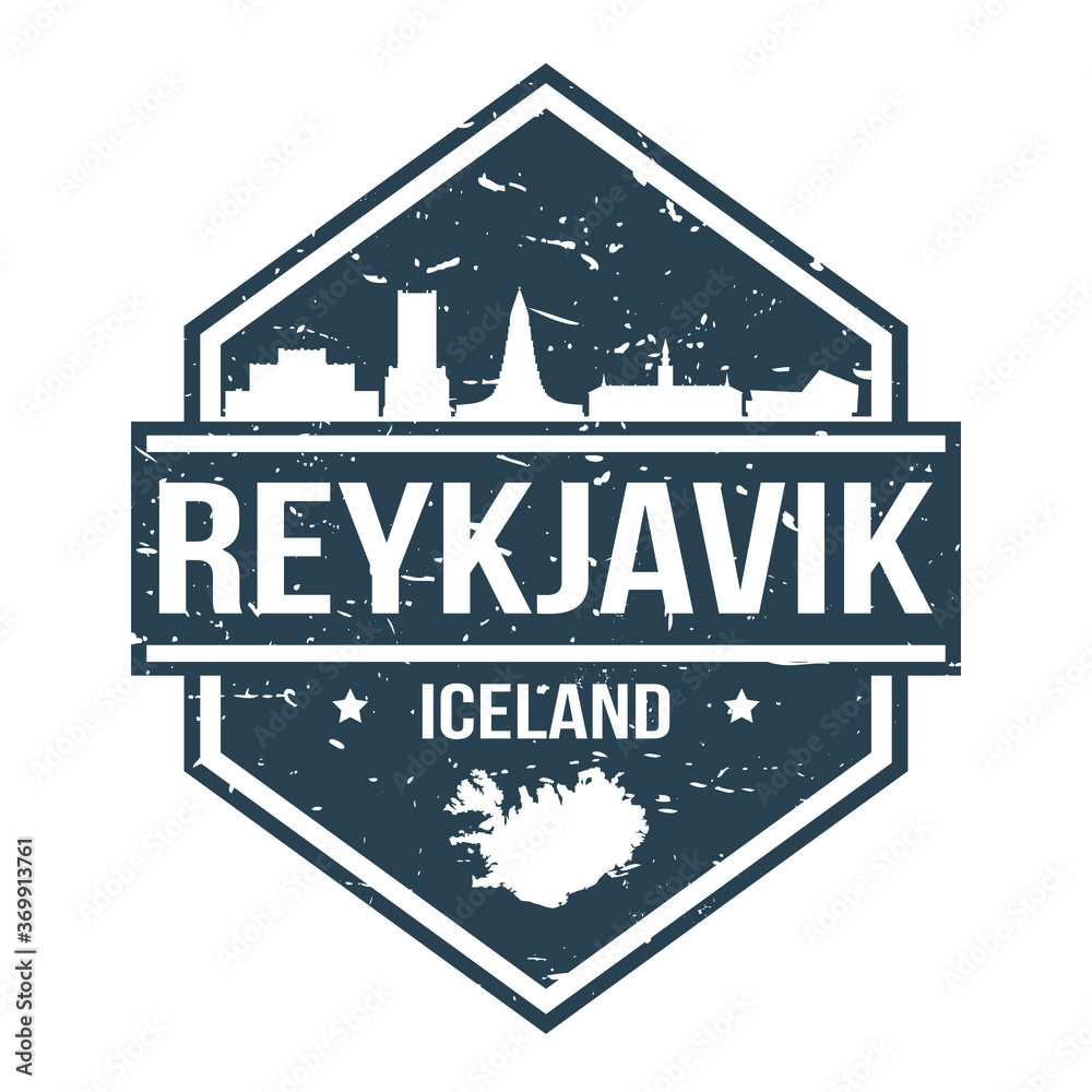 Reykjavik Iceland Travel Stamp Icon Skyline City Design Tourism Badge Rubber.