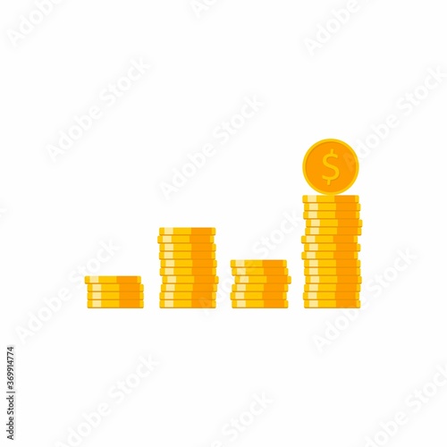 Gold coins stack White Background icon vector isolated.