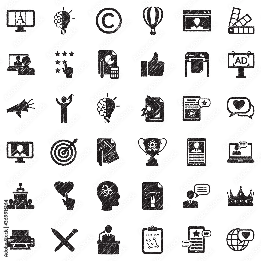 Branding Icons. Black Scribble Design. Vector Illustration. Branding Icons. Black Scribble Design. Vector Illustration.