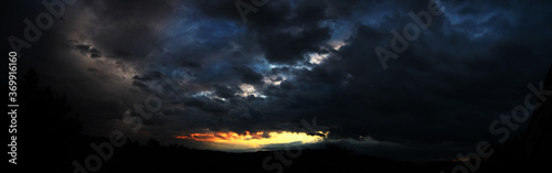 Landscape of gray clouds at sunset,