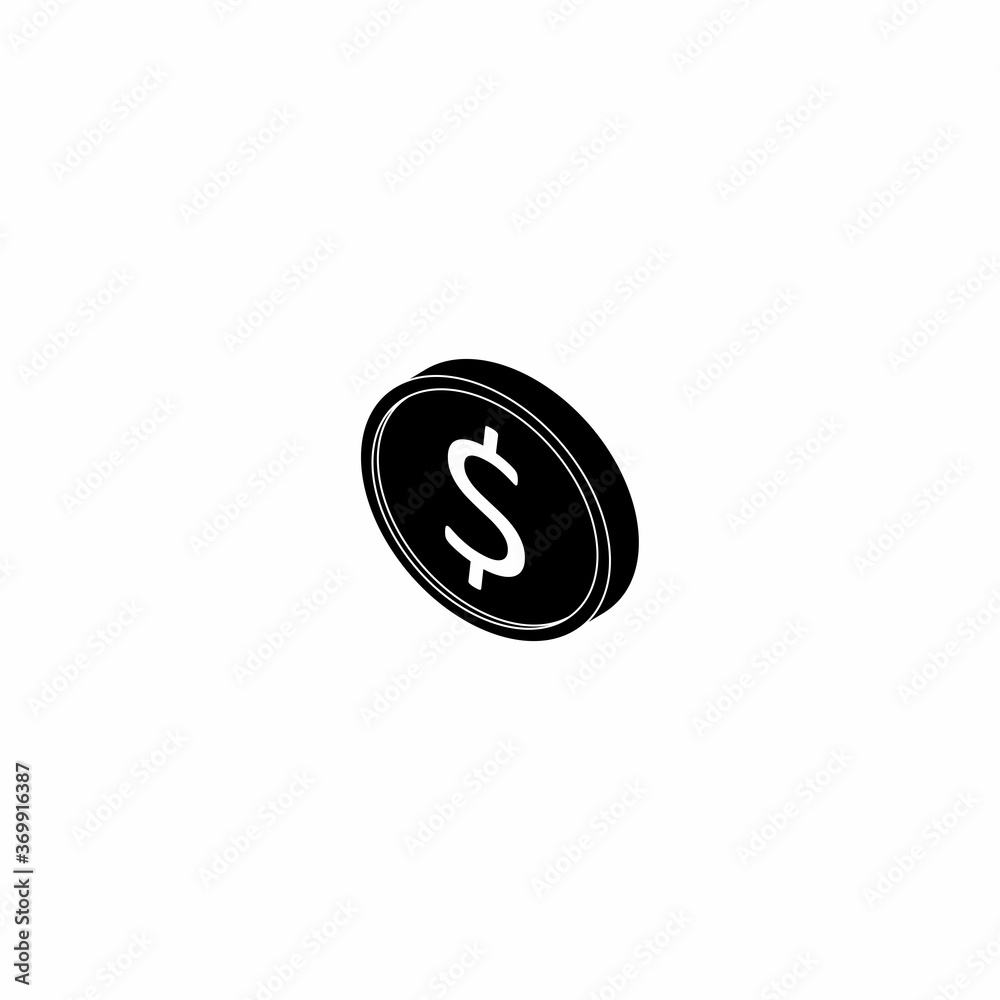 Gold coin left view White Outline icon vector isometric. Gold coin left view White Outline icon vector isometric.