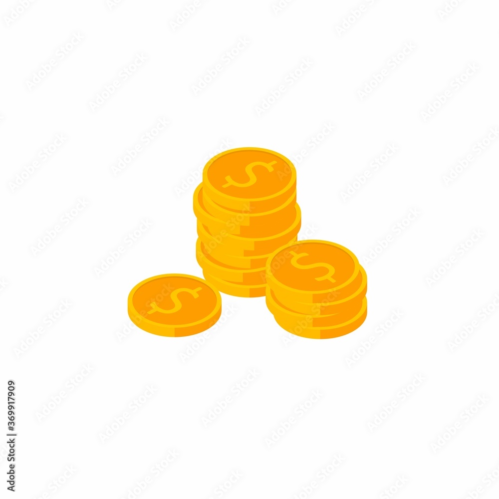Gold coins stack White Background icon vector isometric. Gold coins stack White Background icon vector isometric.