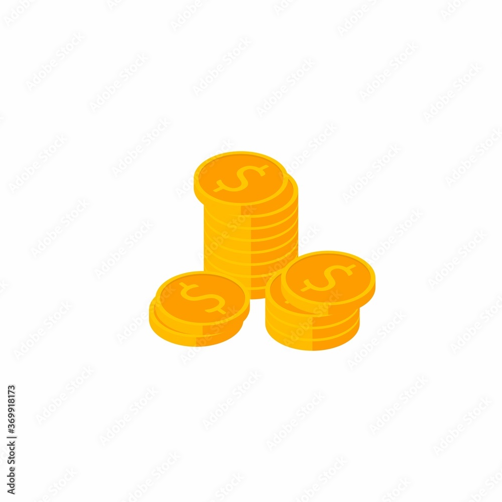 Gold coins stack White Background icon vector isometric. Gold coins stack White Background icon vector isometric.