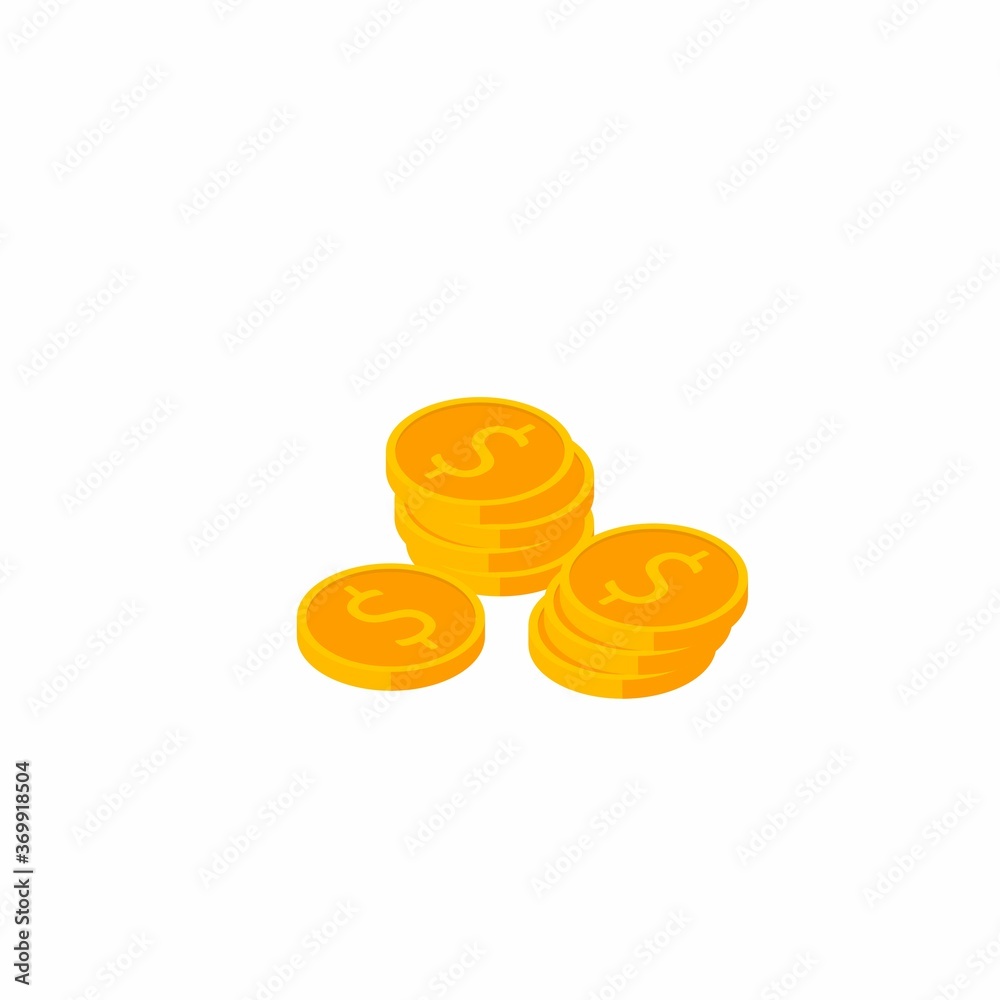 Gold coins stack White Background icon vector isometric. Gold coins stack White Background icon vector isometric.